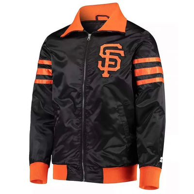 San Francisco Giants The Captain II Full-Snap Black Satin Men's Jacket