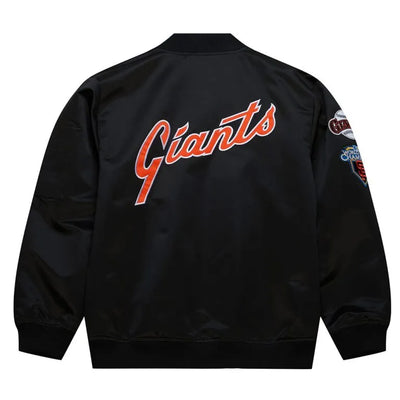 San Francisco Giants Vintage Logo Full-Zip Lightweight Black Satin Men's Jacket