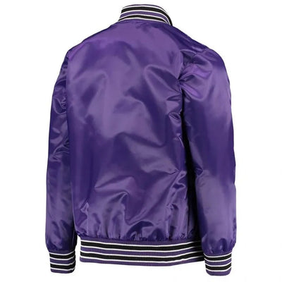 Sacramento Kings Diamond Classic Full-Snap Varsity Purple Satin Men's Bomber Jacket