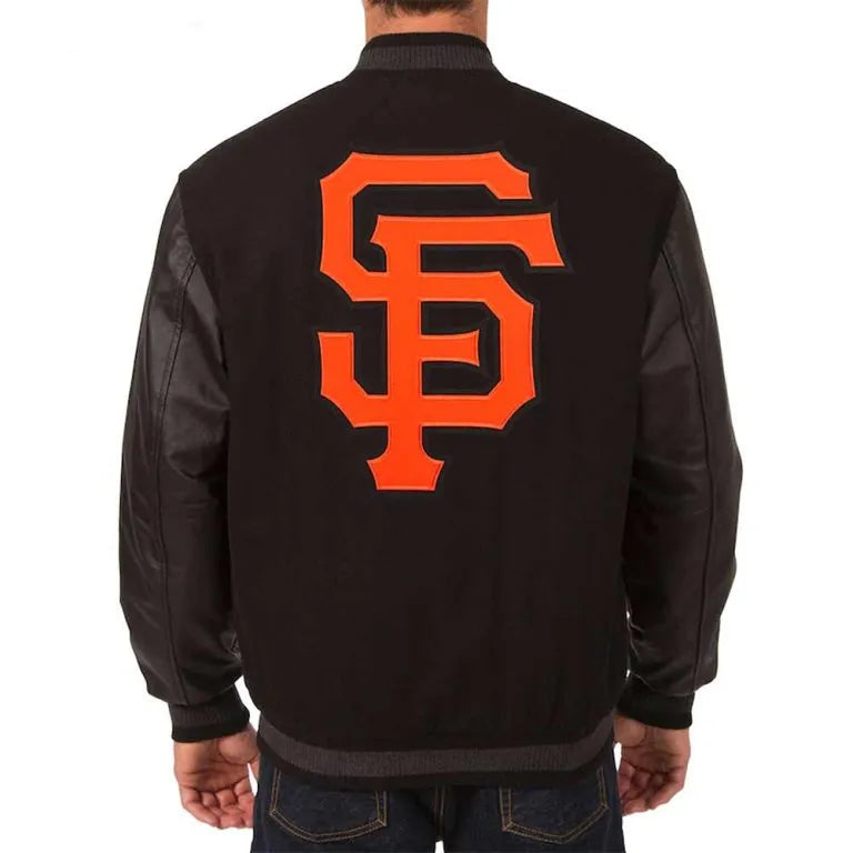 San Francisco Giants Black Wool & Leather Sleeves Varsity Men's Jacket