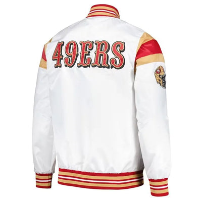 San Francisco 49ers Full-Snap Varsity White Satin Men's Bomber Jacket