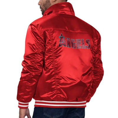 Los Angeles Angels Trucker Silver Tab Full-Snap Red Satin Men's Jacket