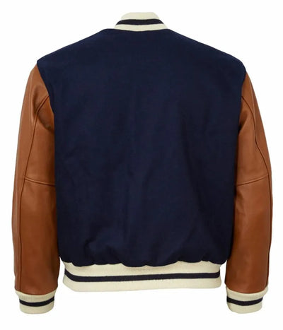 1940 New York Yankees Varsity Navy Blue Wool and Brown Leather Men's Jacket