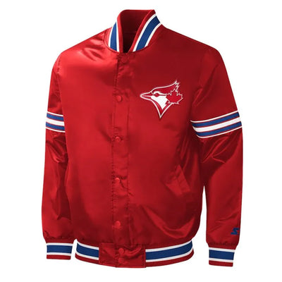 2023 Canada Day Toronto Blue Jays Varsity Full-Snap Red Satin Men's Jacket