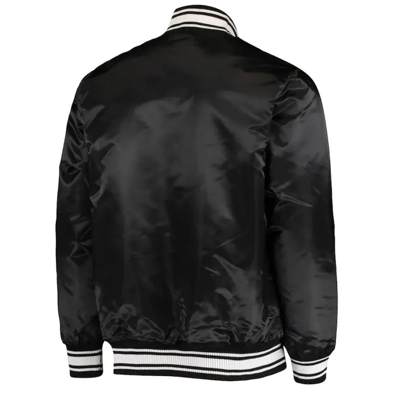 Kansas City Chiefs Locker Room Full-Snap Varsity Black Satin Men's Bomber Jacket