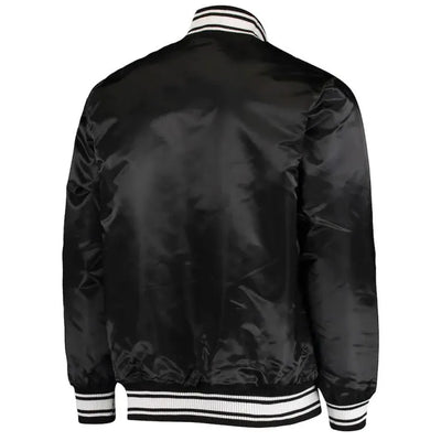 Kansas City Chiefs Locker Room Full-Snap Varsity Black Satin Men's Bomber Jacket