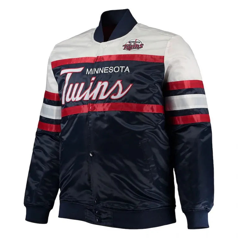 Minnesota Twins Coaches Full-Snap Navy Blue and Red Satin Men's  Jacket