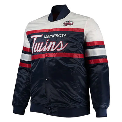 Minnesota Twins Coaches Full-Snap Navy Blue and Red Satin Men's  Jacket