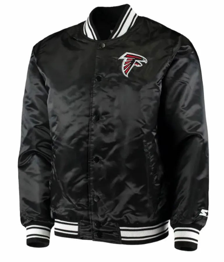 Atlanta Falcons Full-Snap Varsity Black Satin Men's Bomber Jacket