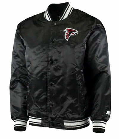 Atlanta Falcons Full-Snap Varsity Black Satin Men's Bomber Jacket