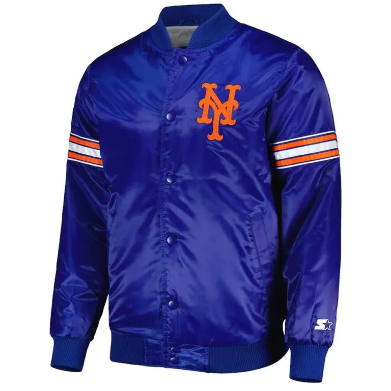 New York Mets Pick & Roll Blue Satin Full-Snap Men's Jacket