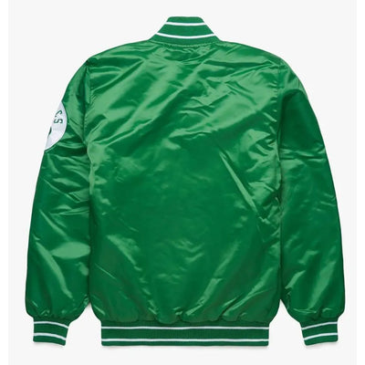 Boston Celtics Full-Snap Varsity Green Satin Men's Bomber Jacket