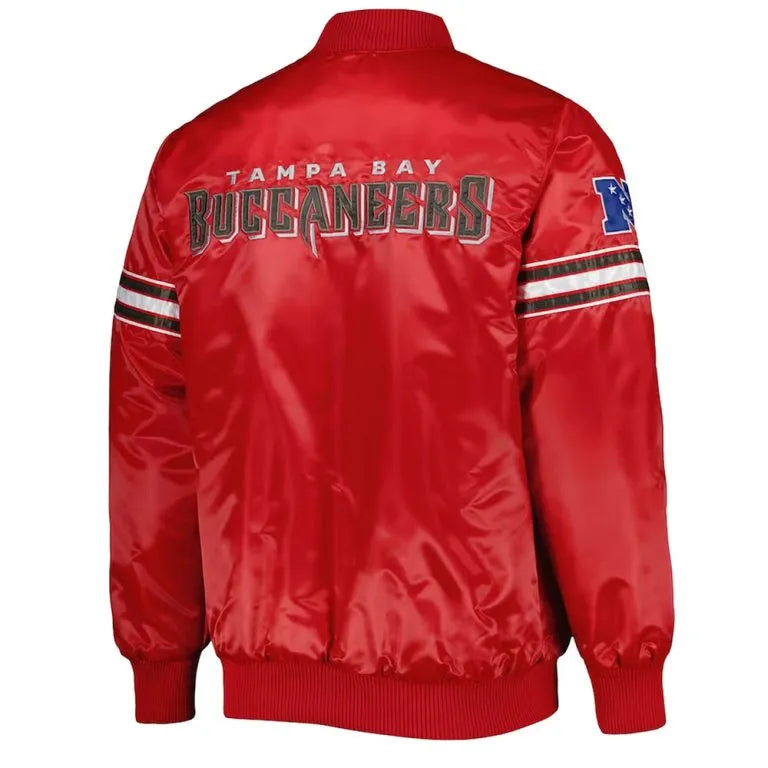 Tampa Bay Buccaneers Pick & Roll Full-Snap Varsity Red Satin Men's Bomber Jacket