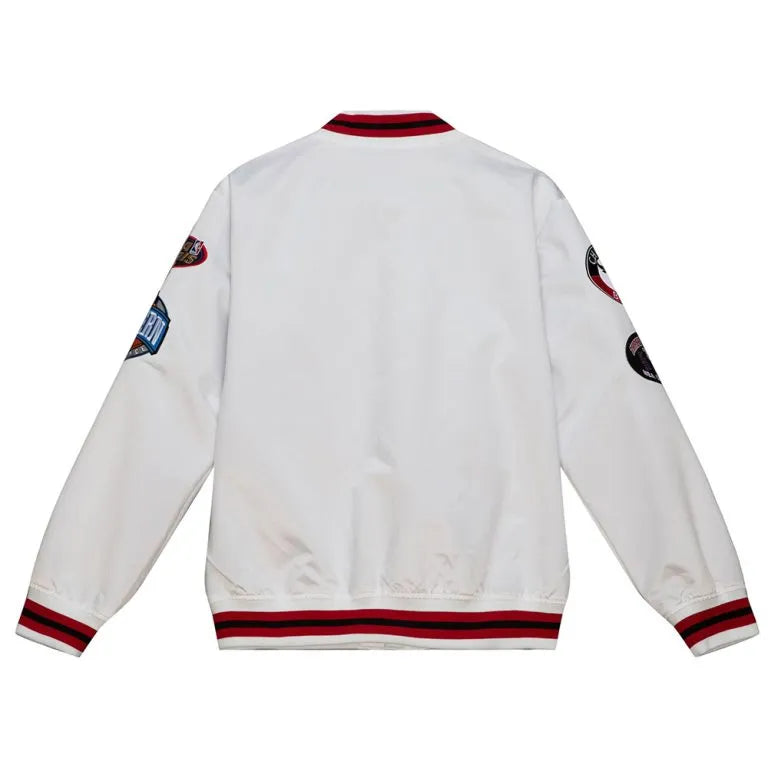Chicago Bulls City Collection Full-Snap Varsity White Satin Men's Bomber Jacket