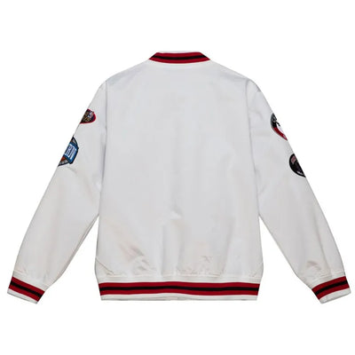 Chicago Bulls City Collection Full-Snap Varsity White Satin Men's Bomber Jacket
