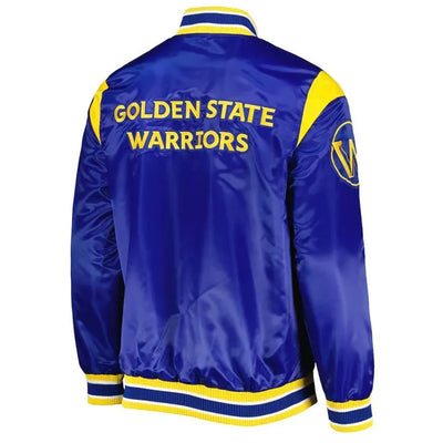 Golden State Warriors Force Play Full-Snap Varsity Royal Blue Satin Men's Bomber Jacket
