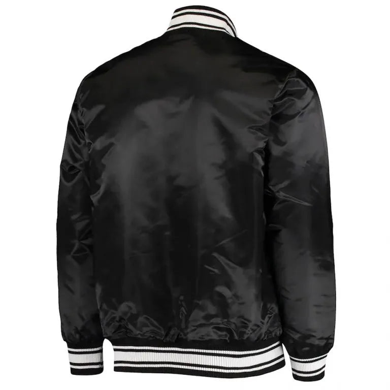 Los Angeles Rams Locker Room Full-Snap Varsity Black Satin Men's Bomber Jacket