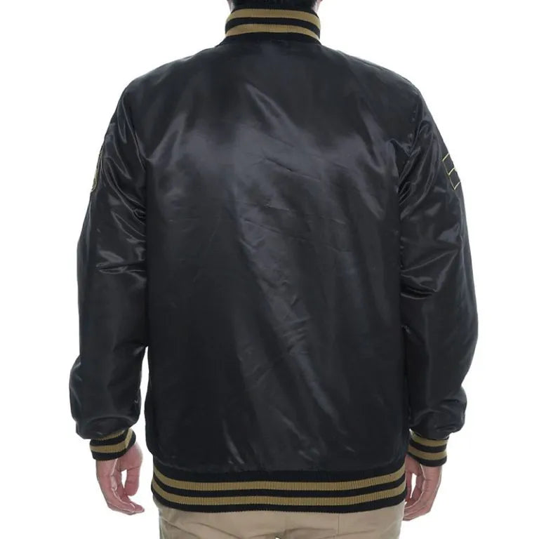 Seattle Seahawks Full-Snap Varsity Black Satin Men's Bomber Jacket
