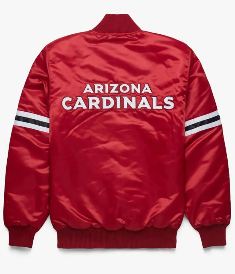 Arizona Cardinals Full-Snap Varsity Red Satin Men's Bomber Jacket