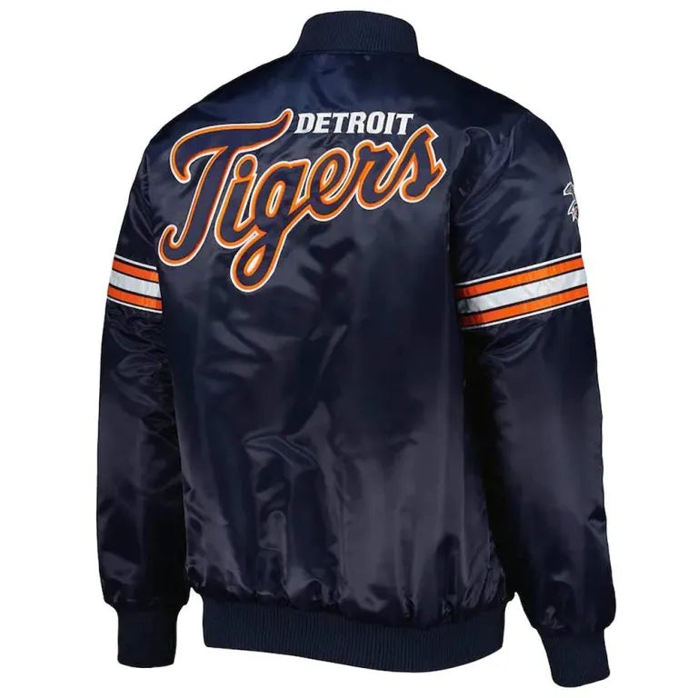 Detroit Tigers Pick & Roll Navy Blue Satin Full-Snap Men's Jacket