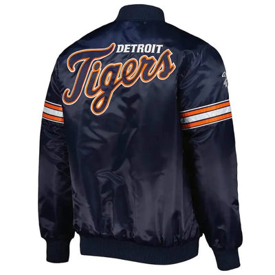 Detroit Tigers Pick & Roll Navy Blue Satin Full-Snap Men's Jacket