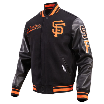 San Francisco Giants Script Tail Black Wool & Leather Sleeves Varsity Men's Jacket