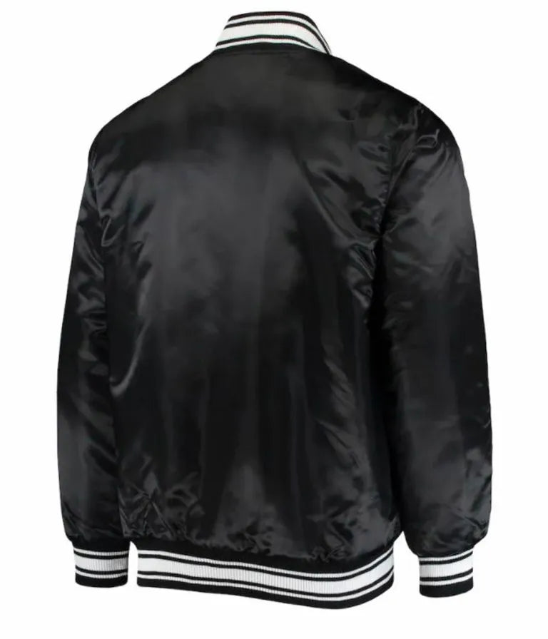 Minnesota Vikings Full-Snap Varsity Black Satin Men's Bomber Jacket