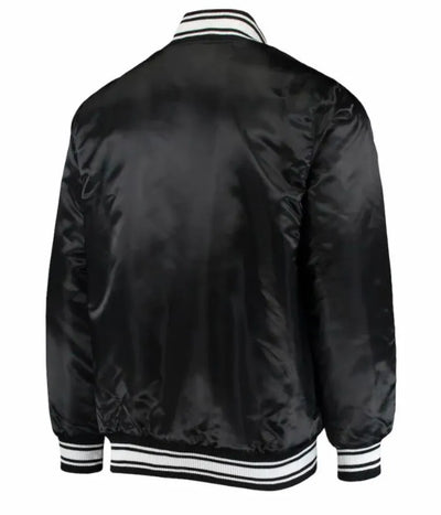 Minnesota Vikings Full-Snap Varsity Black Satin Men's Bomber Jacket