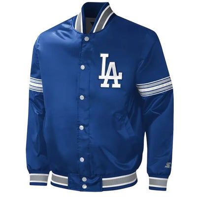 Los Angeles Dodgers Midfield Full-Snap Varsity Royal Blue Satin Men's Jacket