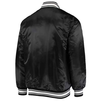 Detroit Lions Locker Room Full-Snap Varsity Black Satin Men's Bomber Jacket