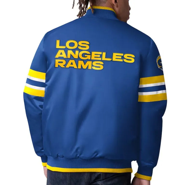 Los Angeles Rams Scout I Full-Snap Varsity Royal Blue Satin Men's Bomber Jacket