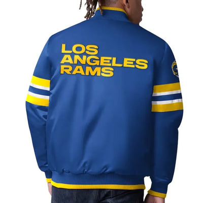 Los Angeles Rams Scout I Full-Snap Varsity Royal Blue Satin Men's Bomber Jacket