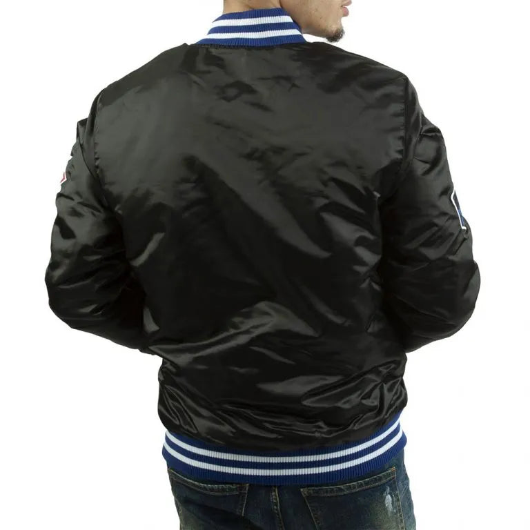 Los Angeles Dodgers National Bomber Full-Snap Black Satin Men's Jacket
