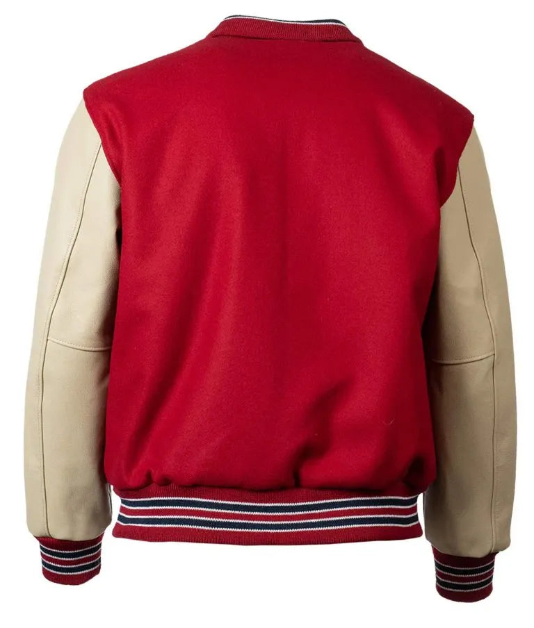 Louis Cardinals Red Wool & Beige Leather Sleeves Varsity Men's Jacket