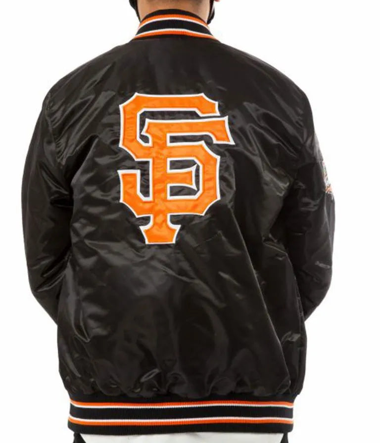 San Francisco Giants Full-Snap Black Satin Men's Jacket
