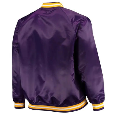 Los Angeles Lakers Hardwood Classics Full-Snap Varsity Purple Satin Men's Bomber Jacket