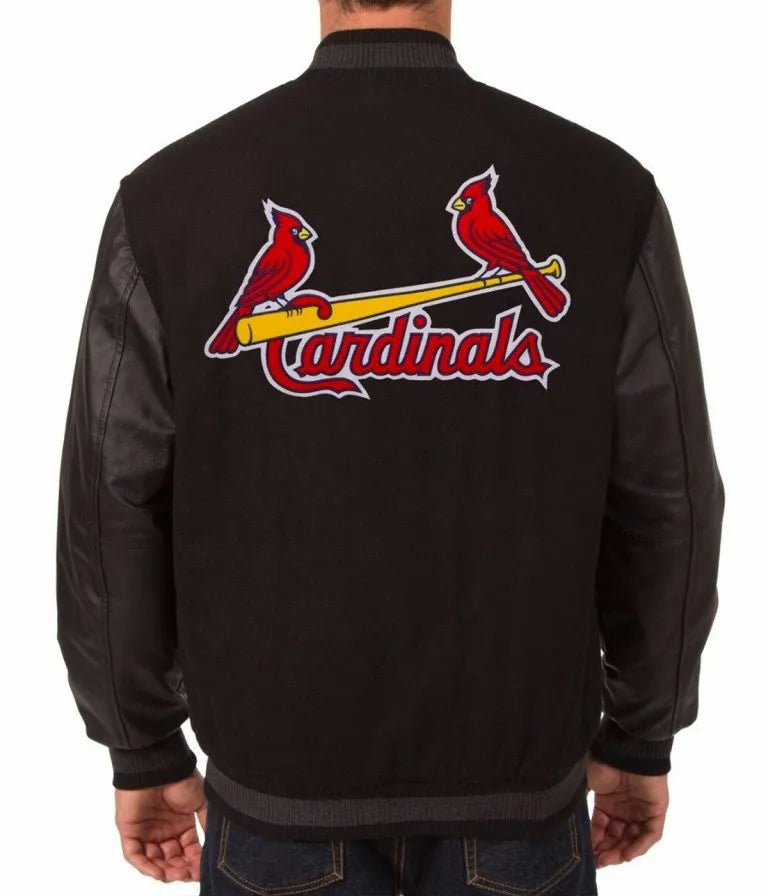 Louis Cardinals Black Wool & Leather Sleeves Varsity Men's Letterman Jacket