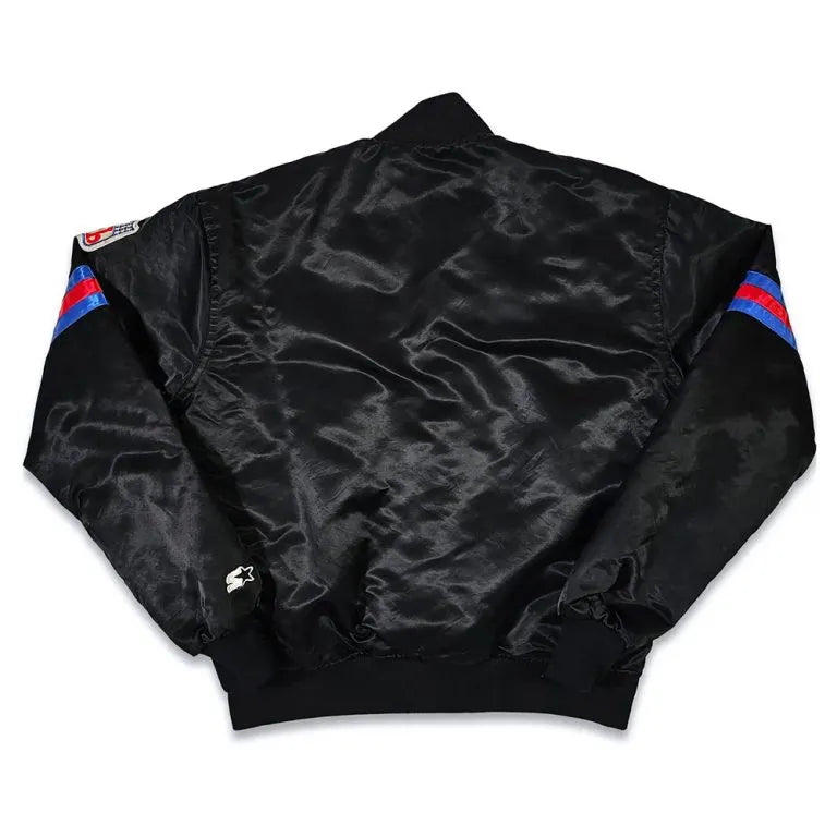80’s New York Giants Full-Snap Varsity Black Satin Men's Bomber Jacket