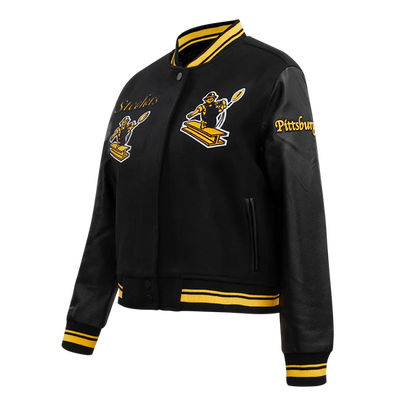 Pittsburgh Steelers Retro Classic Black Wool & Genuine Leather Sleeves Men's Varsity Letterman Jacket