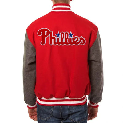 Philadelphia Phillies Red & Charcoal Wool Varsity Men's Jacket