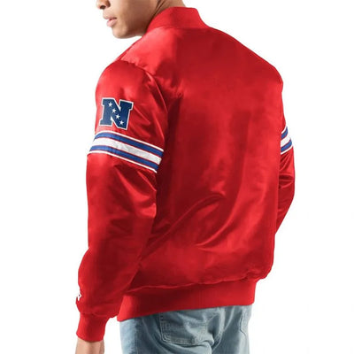 New York Giants Legacy Collection Full-Snap Varsity Red Satin Men's Bomber Jacket