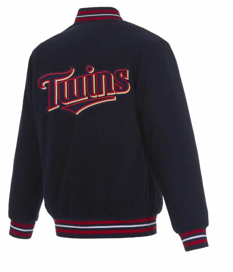 Minnesota Twins Navy Blue Wool Varsity Letterman Men's Jacket