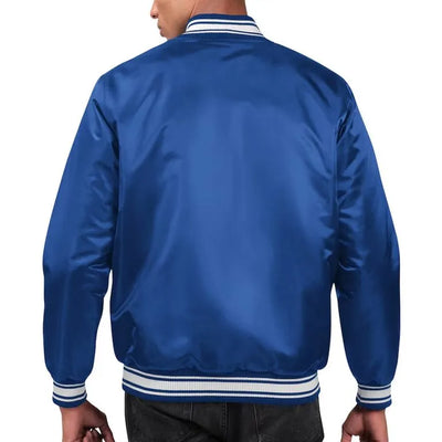 Indianapolis Colts Locker Room Full-Snap Varsity Royal Blue Satin Men's Bomber Jacket