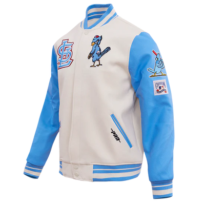 Louis Cardinals White Wool & Blue Leather Sleeves Varsity Men's Jacket