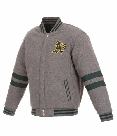 Oakland Athletics Letterman Varsity Gray Wool Men's Jacket