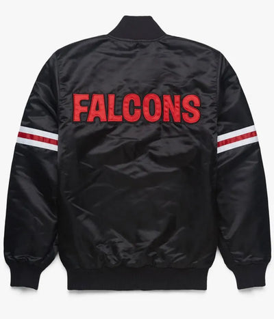 Atlanta Falcons Full-Snap Varsity Black Satin Men's Bomber Jacket