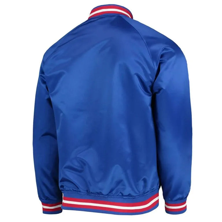 Sacramento Kings Hardwood Classics Full-Snap Varsity Royal Blue Satin Men's Bomber Jacket