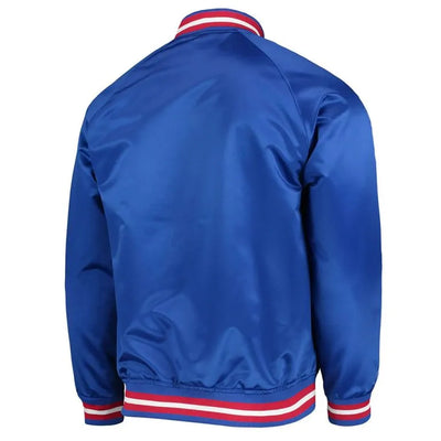 Sacramento Kings Hardwood Classics Full-Snap Varsity Royal Blue Satin Men's Bomber Jacket