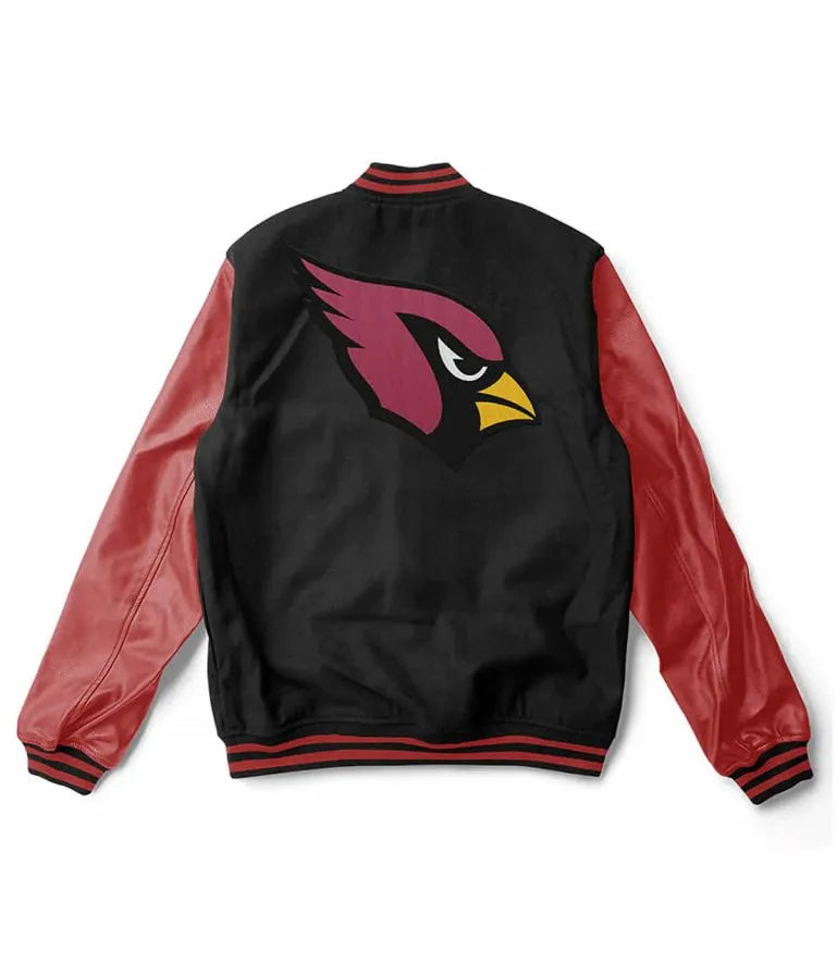 Arizona Cardinals Black Wool & Burgundy Leather Sleeves Varsity Men's Jacket
