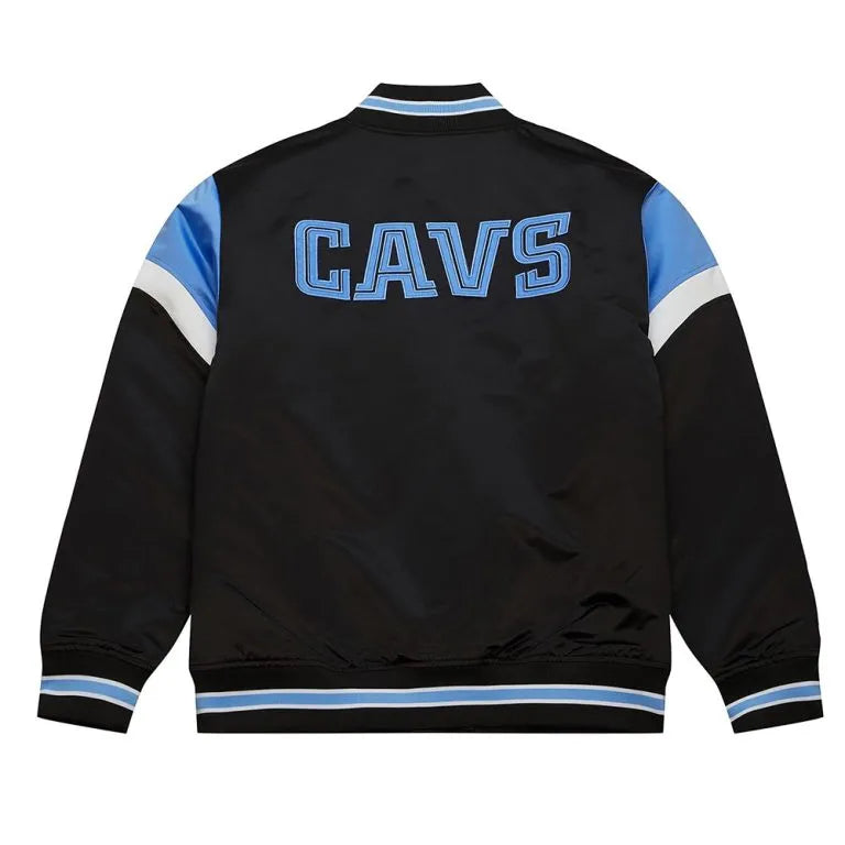 Cleveland Cavaliers Heavyweight Full-Snap Varsity Black Satin Men's Bomber Jacket